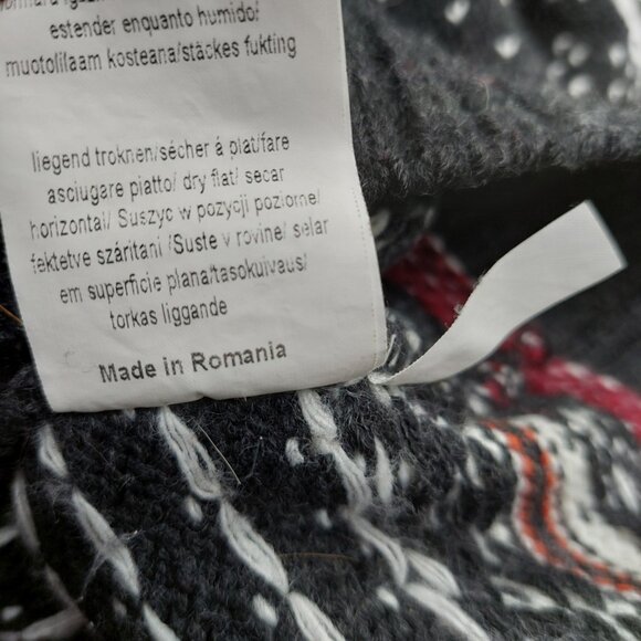 Blue Seven Men's Sweater Size Large Nordic Reindeer Wool Blend 1/4 Zip Multi-col - Picture 8 of 10